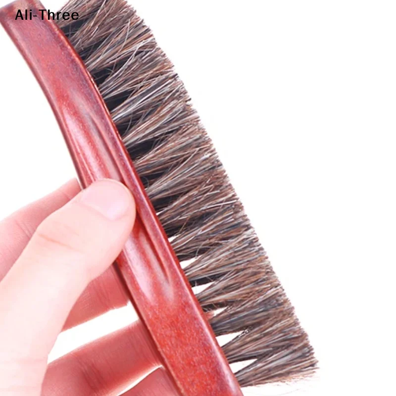 1Pcs Horsehair Wooden Brush Car Detailing Polishing Buffing Brush Soft Horsehair Leather Brush Multifunctional Cleaning Tools
