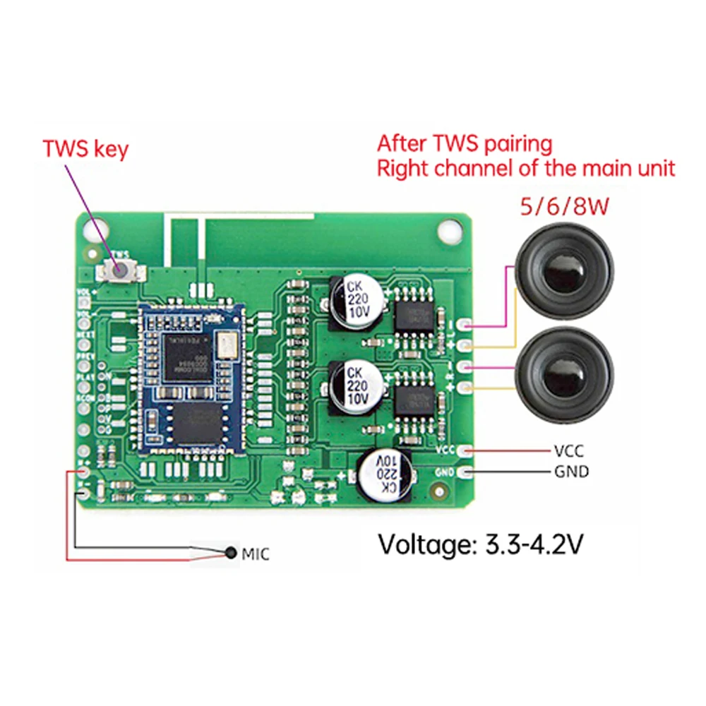 APP Name Change Password EQ Bluetooth-compatible 5.1 Qualcomm Lossless QCC3034 Amplifier Board Support TWS Boost 5/6/8W