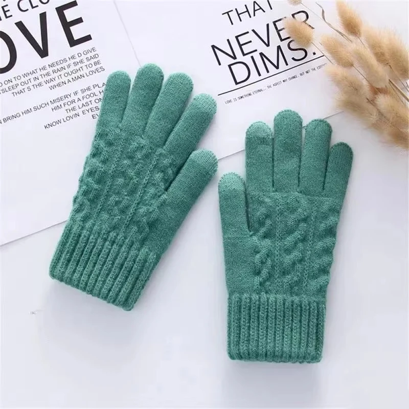 AliExpress New Men's Warm Full Finger Gloves Winter Touchscreen Plus Fleece Gloves Woman Thickening Wool Knitted Cycling Driving Gloves