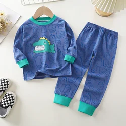 New 2024 Kids Autumn Warm Cotton Pajamas Baby Boys Girls Cute Cartoon Long Sleeve T-Shirt + Pants Pyjamas Toddler Clothing Sets