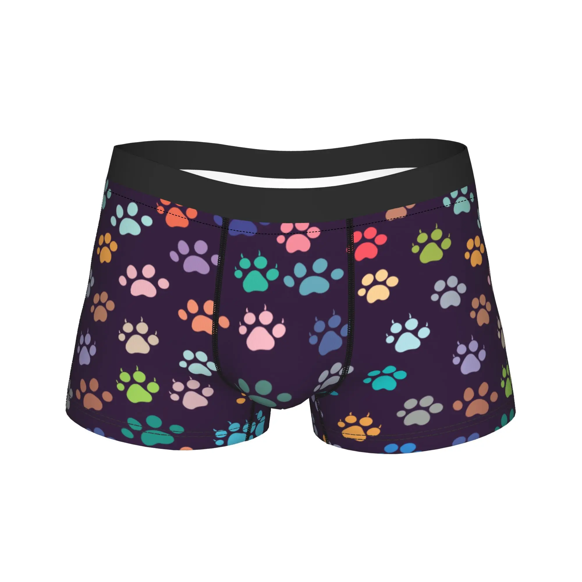 Men's Animals Footprint Dog Paw Long Underwear  Novelty Boxer Briefs Shorts Panties Male Soft Underpants Plus Size