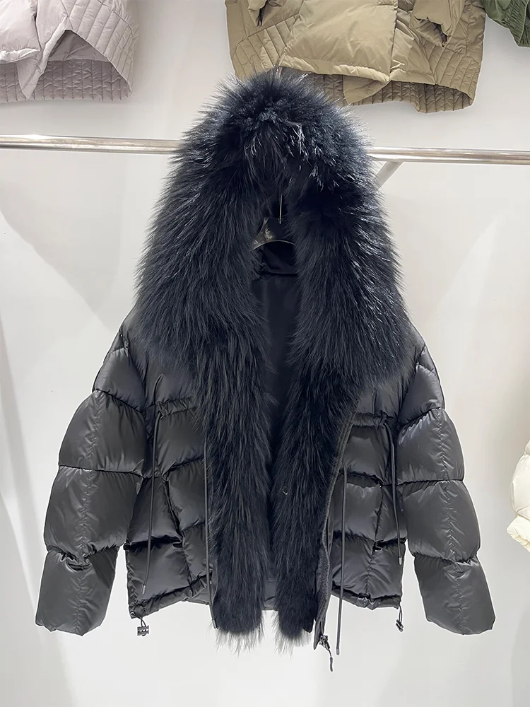 2025 moda feminina casacos de penas de ganso natural gola de pele de raposa real grosso quente casaco de inverno feminino outwear puffer jaquetas venda quente