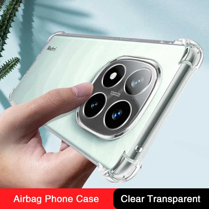 For Redmi Note14 5G Transparent Soft Silicone Phone Case for Xiaomi Redmi Note14 Note 14 Pro Plus Pro+ 5G Airbag  Back Cover 