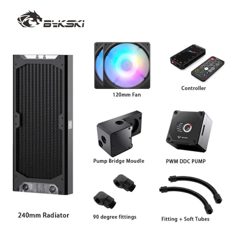 

Насос Granzon GZGPU-M240N + мостовой модуль + вентилятор 120 мм + фитинги + радиатор 240 мм + шланговая трубка + фитинги Комбинированное водяное охлаждение компьютера