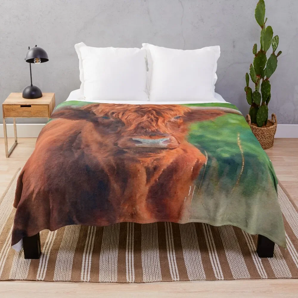 Highland cow watercolor painting #11 Throw Blanket Personalized Gift Heavy Designers Blankets