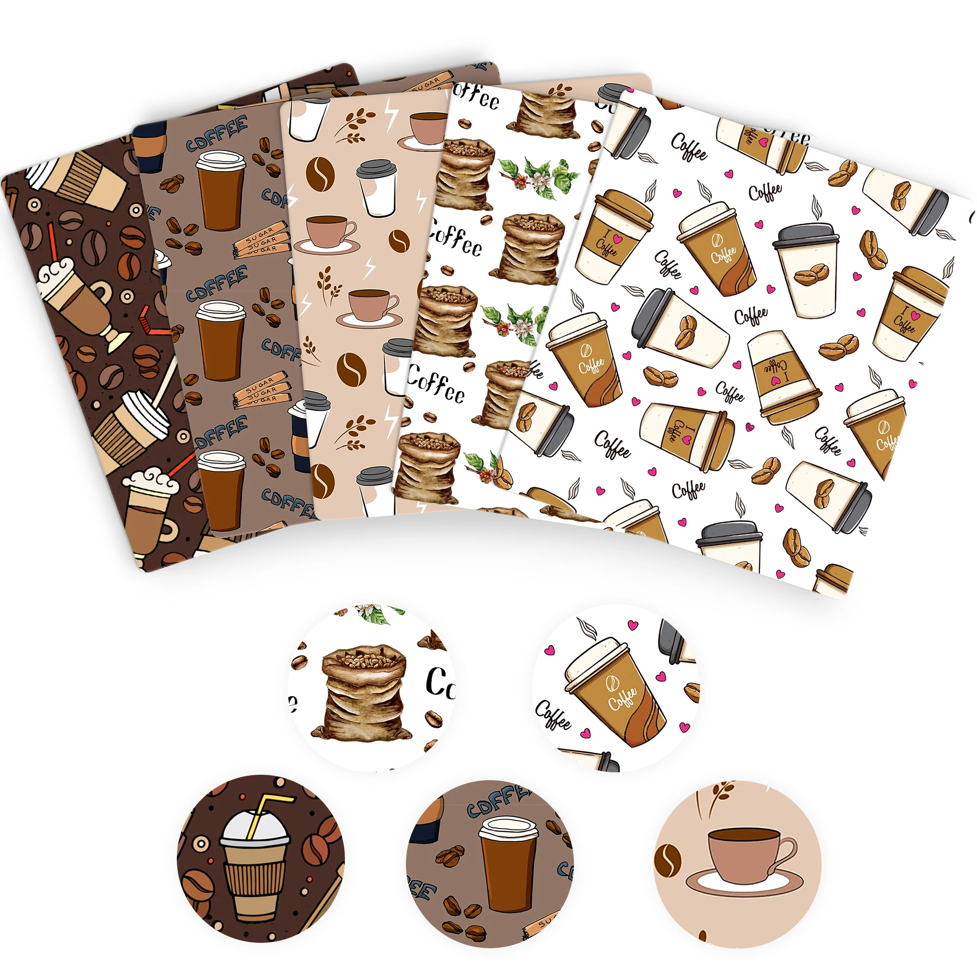 50*45cm Coffee Series Polyester Cotton Precut Quilting Fabric Squares Sheets For Sewing Quilting Crafting Hand Sewing DIY Doll