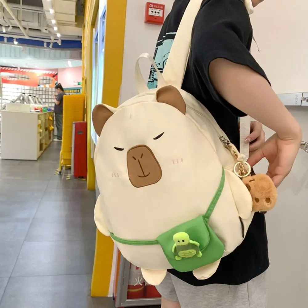 Sac à dos en nylon de dessin animé Capybara, sac à dos de voyage de grande capacité, sac d'école pour ordinateur portable