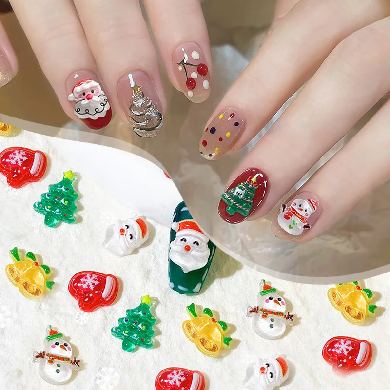 20 قطعة ثلاثية الأبعاد مختلط عيد الميلاد مسمار الفن السحر Kawaii شجرة عيد الميلاد سانتا كلوز الرنة قفازات مسمار أجزاء لتقوم بها بنفسك مسمار الديكور