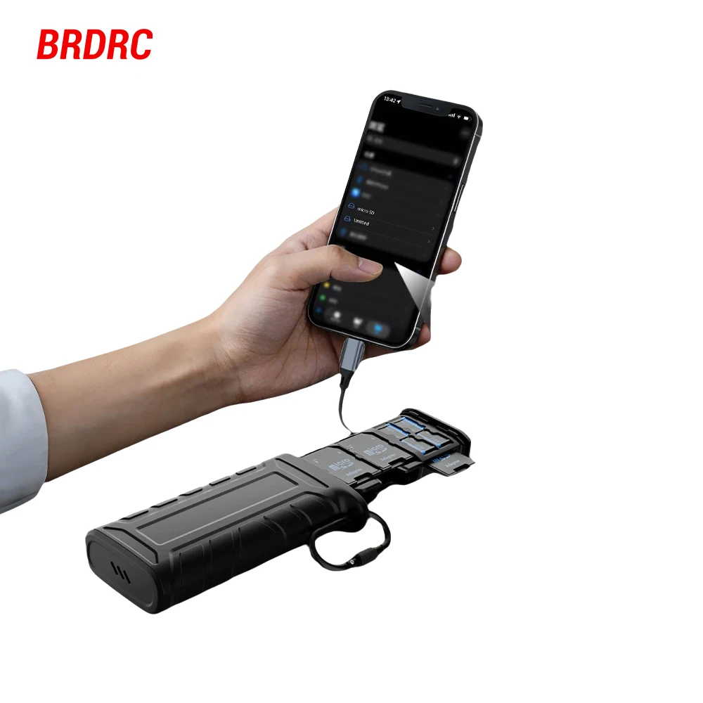 

Чехол для карт памяти BRDRC, высокоскоростной кардридер SD TF, USB 3.2 Type-C для передачи данных для камер Gopro/DJI Pocket 3/Action Pro/OSMO 360