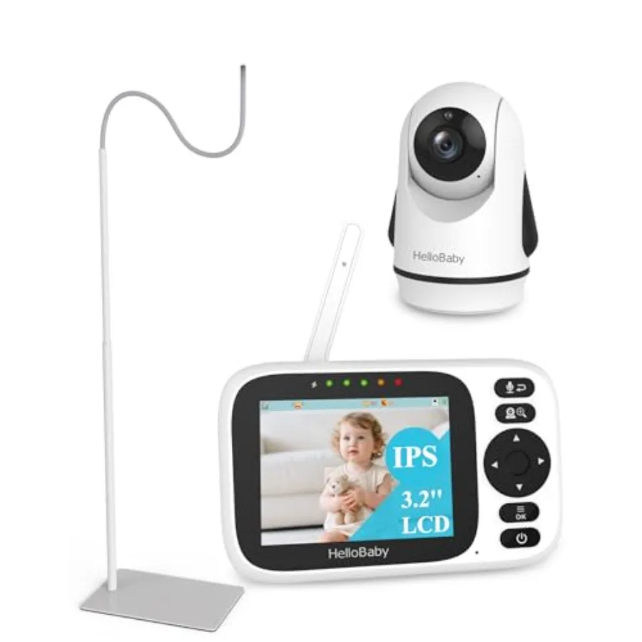 

HelloBaby 3.2'' Baby Monitor with Floor Stand No WiFi Video Baby Monitors with Camera and Audio Remote Pan-Tilt-Zoom Baby Camer
