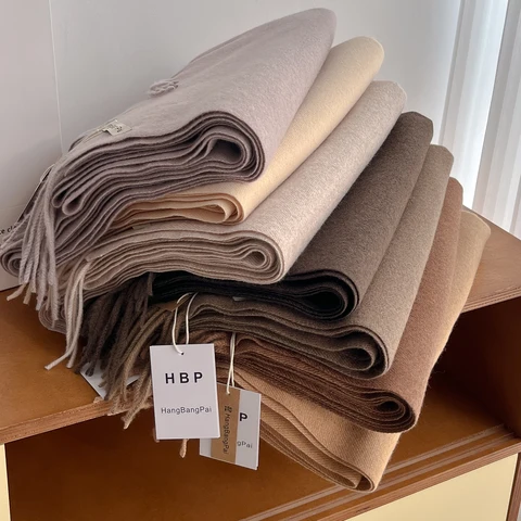 Long Solid Color Cashmere Wrap Scarf