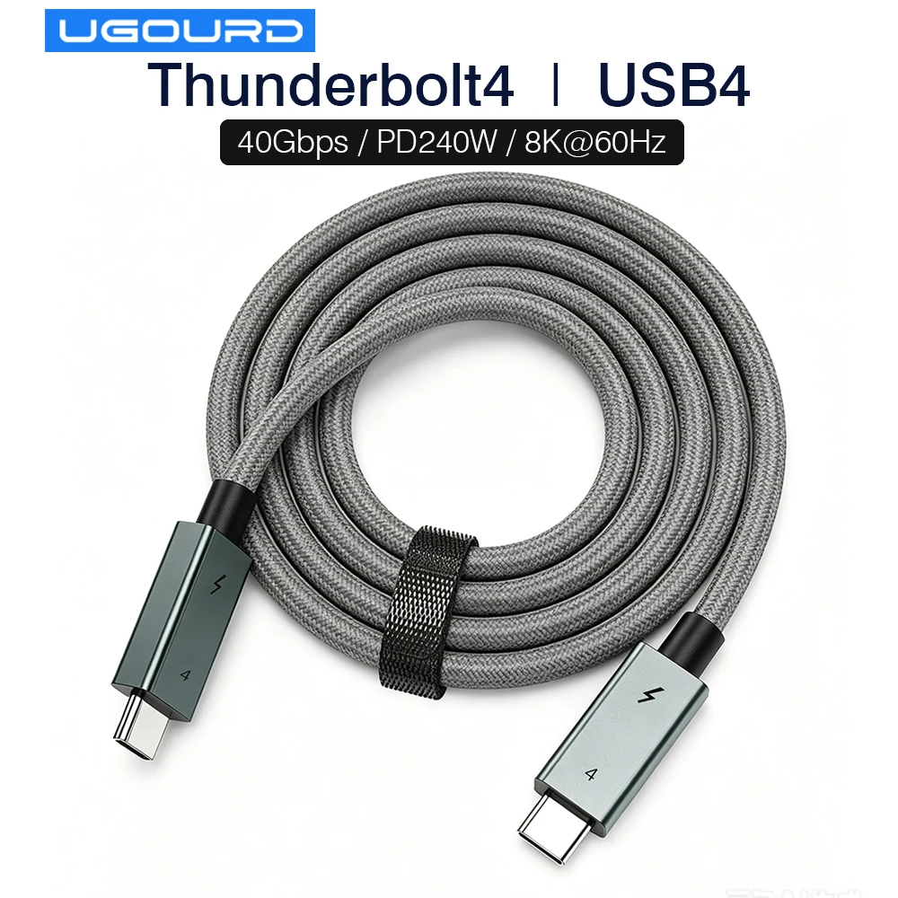 UGOURD 0.2 -3m Thunderbolt 4 Cable 40Gbps USB4 Cable 240W PD3.1 Fast Charging 8K E-Marker Chip USB C to C Cable 6 FT 9 FT 0.6 FT