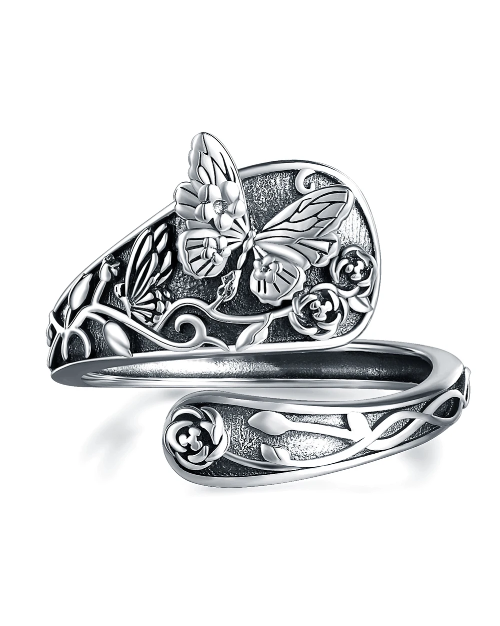 

925 Sterling Silver Vintage Butterfly Spoon Adjustable Rings Victorian Jewelry Makes an Awesome Birthday Gift For Women Friends