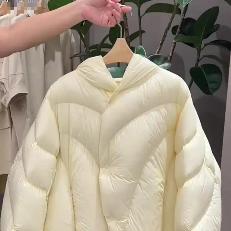 

ort Puffer Jaet Women's White Du down Filling Sli Commute Sle Regular Sve Long Hooded Coat Thin Model for Cold...