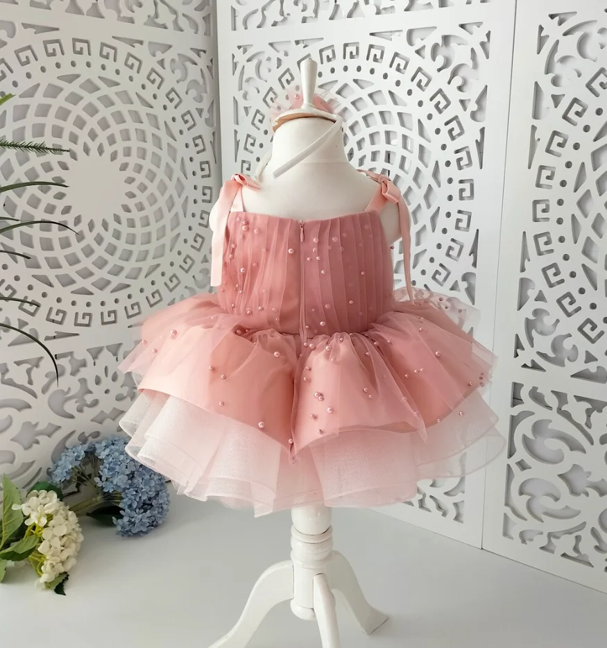 New Customizable Baby Girls Dress Puffy Tulle Christmas Birthday Party Gown Baby Tutu Vestidos Kid Gift 12M 24M