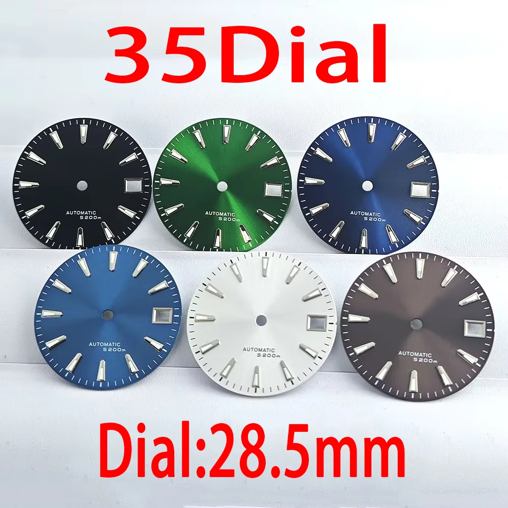 

Men's watch dial 28.5mm blue luminous dial hands N Series 35 automatic mechanical movement case Watch accessories case