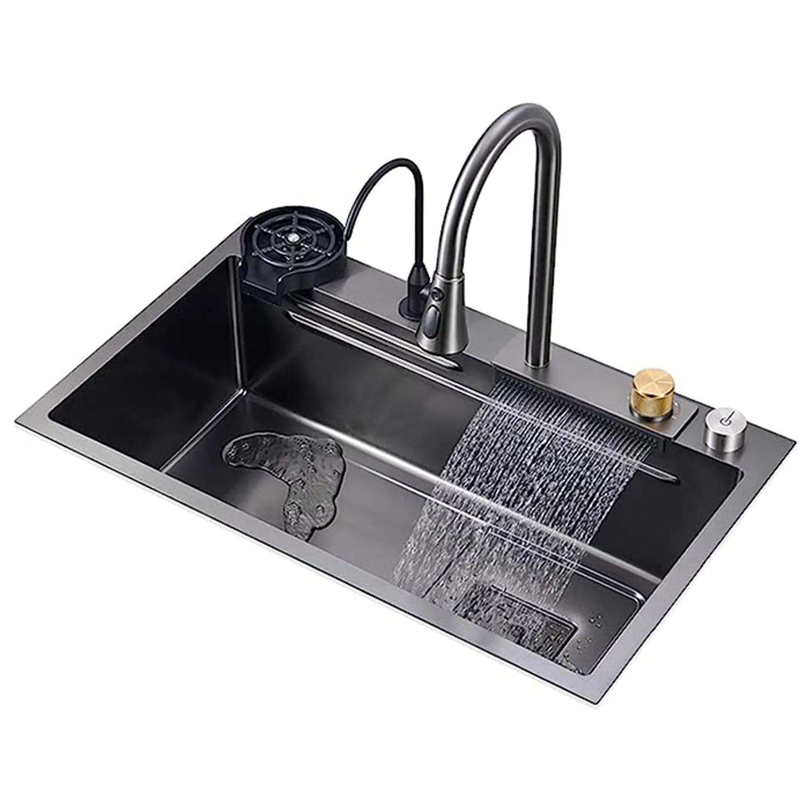 

Kitchen Sink 304 Stainless Steel Nano Raindance Waterfall Sink Home Sink Vegetable Basin Single Sink Workstation Kitchen Sink, P