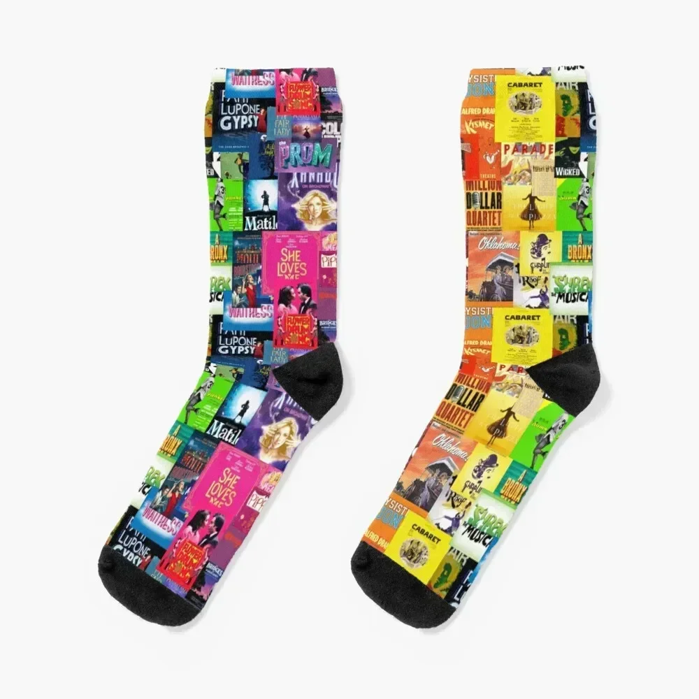 Rainbow Broadway Collage Socks custom sports basketball Socks Male Women's