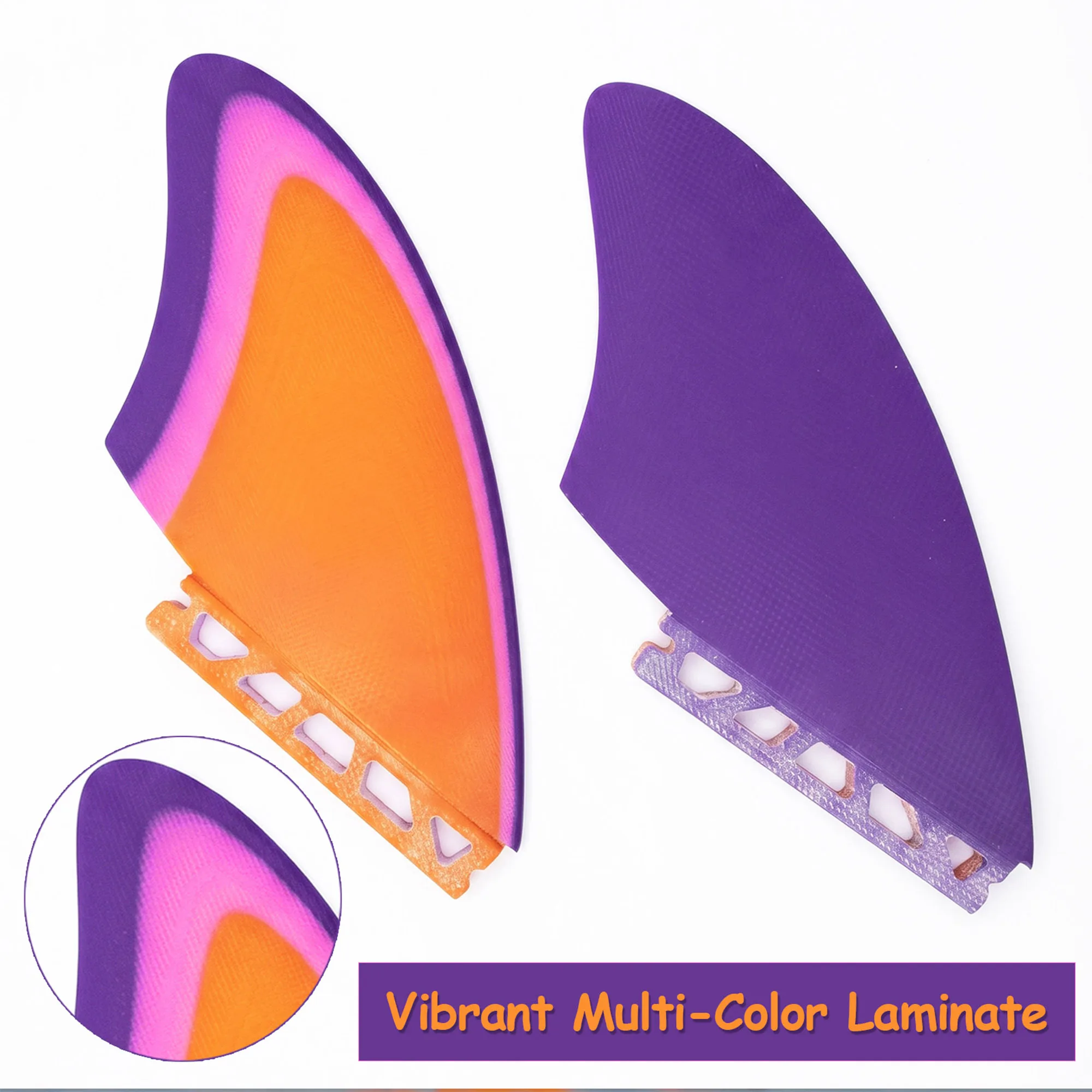 Twin Keel Fins (2 Flossen) Single/Dual II Tab Surfing Fins aus massivem Fiberglas für geringes Gewicht, Haltbarkeit und Top-Performance – Detail 6