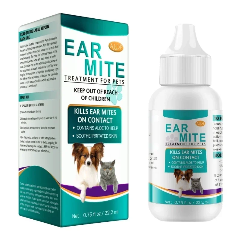 Pet Ear Mite Oil Ear MiteTreatment for Dogs and Cats Pet Ear Cleaners Dogs EarMite Oil Cats EarMite Pet Ear Canals Pet Ear Wash