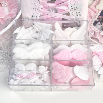 10Pcs/pack DIY InsPink White Plush Wing Card Cover Dceor Handmade Material Cartoon DIY Accessories Sewing Supplies Decor