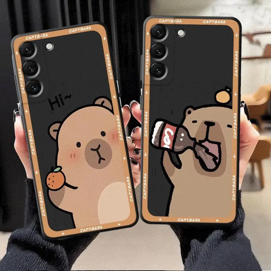 حافظة لهاتف سامسونج جالاكسي S24 Plus S25 Edge S20 S21 FE S23 غطاء هاتف ناعم أسود للغاية كارتوني لطيف كابيبارا #2