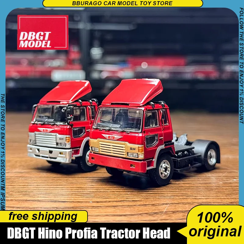 DBGT 1:64 Hino Profia Tractor Head Estilo Hong Kong con Parrilla de Dientes Dorados/Plateados, Modelo de Camión de Aleación para Coleccionistas Comerciales, Juguete