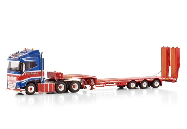 WSI 1:50 Scale VO LVO FH5 6X2 Axle Tractor Low Board Trailer Transport Truck Vehicle Collectible Diecast Toy Model,PWT 01-4123