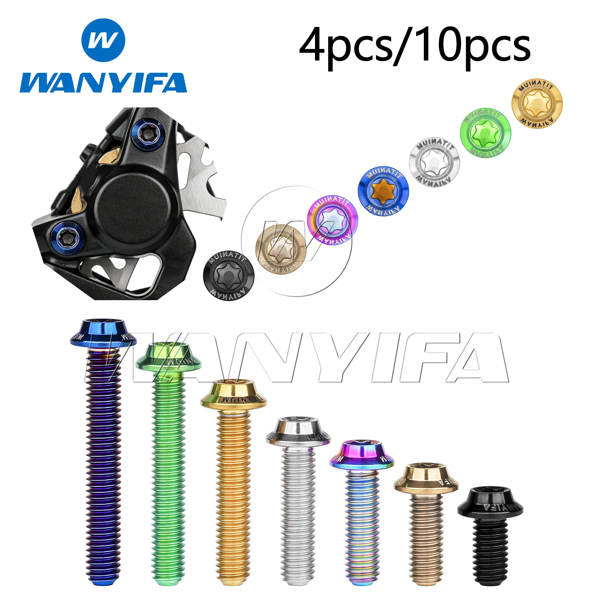Titanium Bolts M3x6/8/10/12/15/18/20mm Torx T10 Disc-Shaped Umbrella  Screw Personalized Screws for Bicycles 4pcs/10pcs