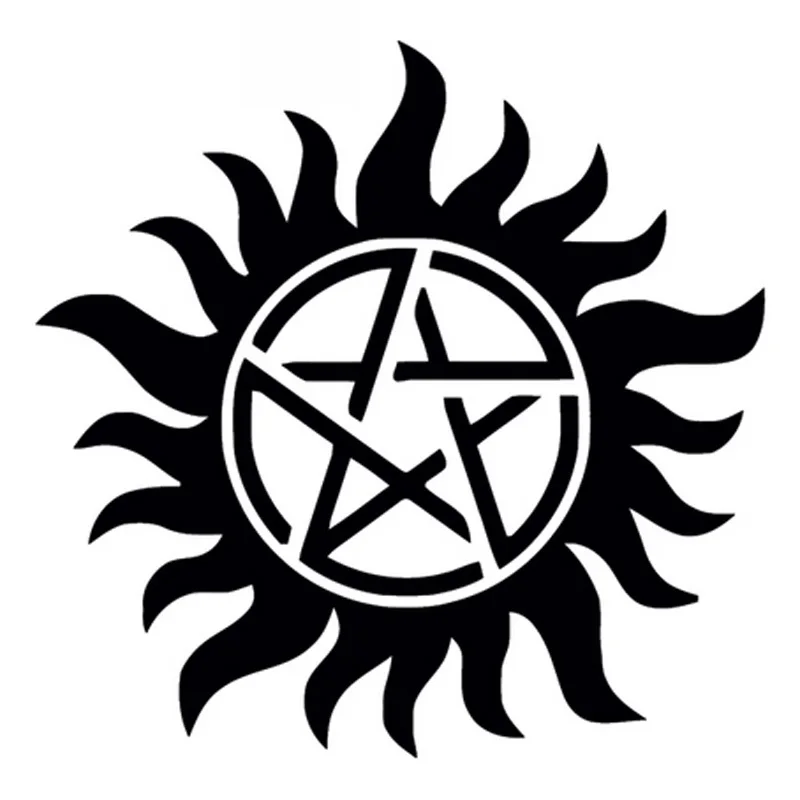 Car Sticker Supernatural Anti-possession Cartoon PVC Sticker Decal Car Shape Waterproof Sunscreen Black/white,15cm*15cm