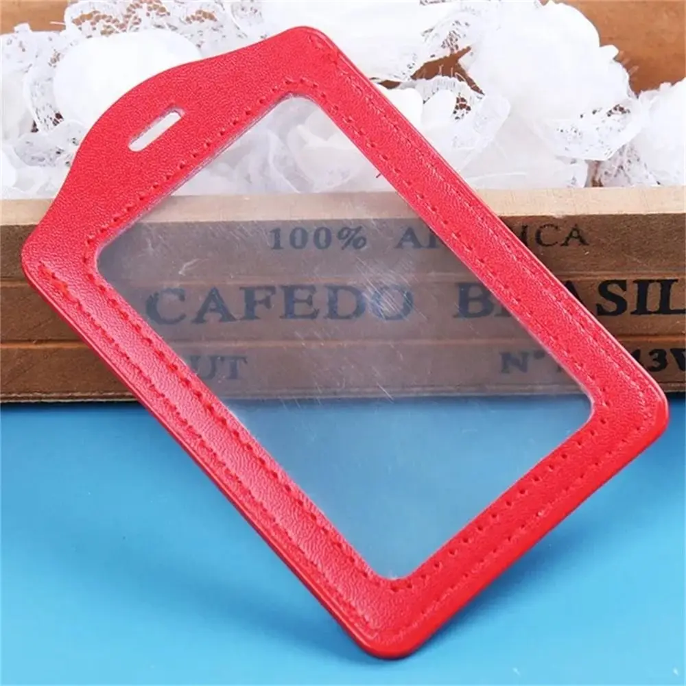 PU Leather ID Badge Case Transparent Work Identity Business Card Holder Colorful Double-Sided Name Card Cover Credit Card