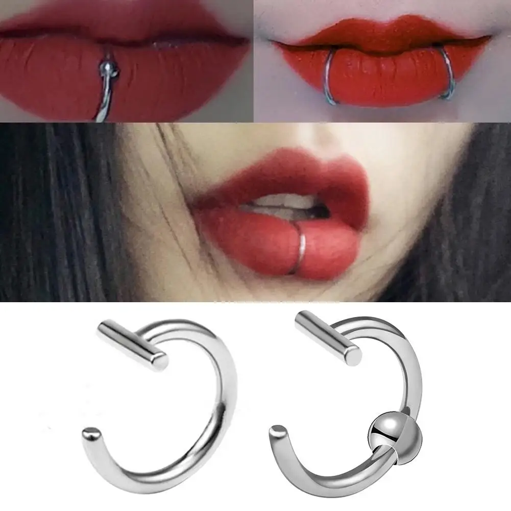 Neueste Lippen nasen ringe neutraler Punk lippen förmiger Ohr nasen clip Lippen bügel Stahl körper mit perforiertem Kunst membran schmuck g4d1