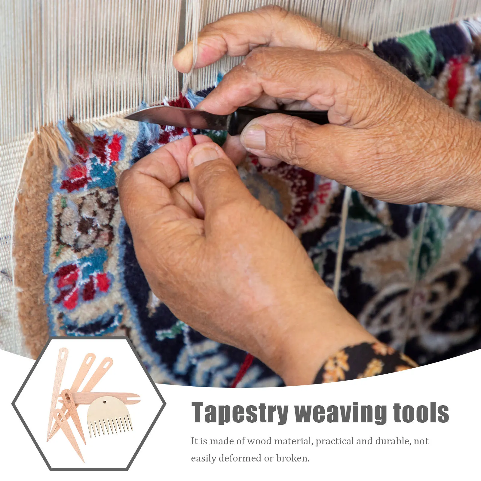 

1Set Knitting Shuttles Set Wood Hand Loom Stick for Weaving Crafts Tool DIY Wooden Needle Tapestry Shuttle Comb