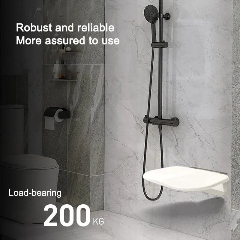 Wall-mounted Bathroom Folding Seat Shower Stool Toilet Folding Chair Bathroom Relaxing Chair Home Shoe Changing Seat