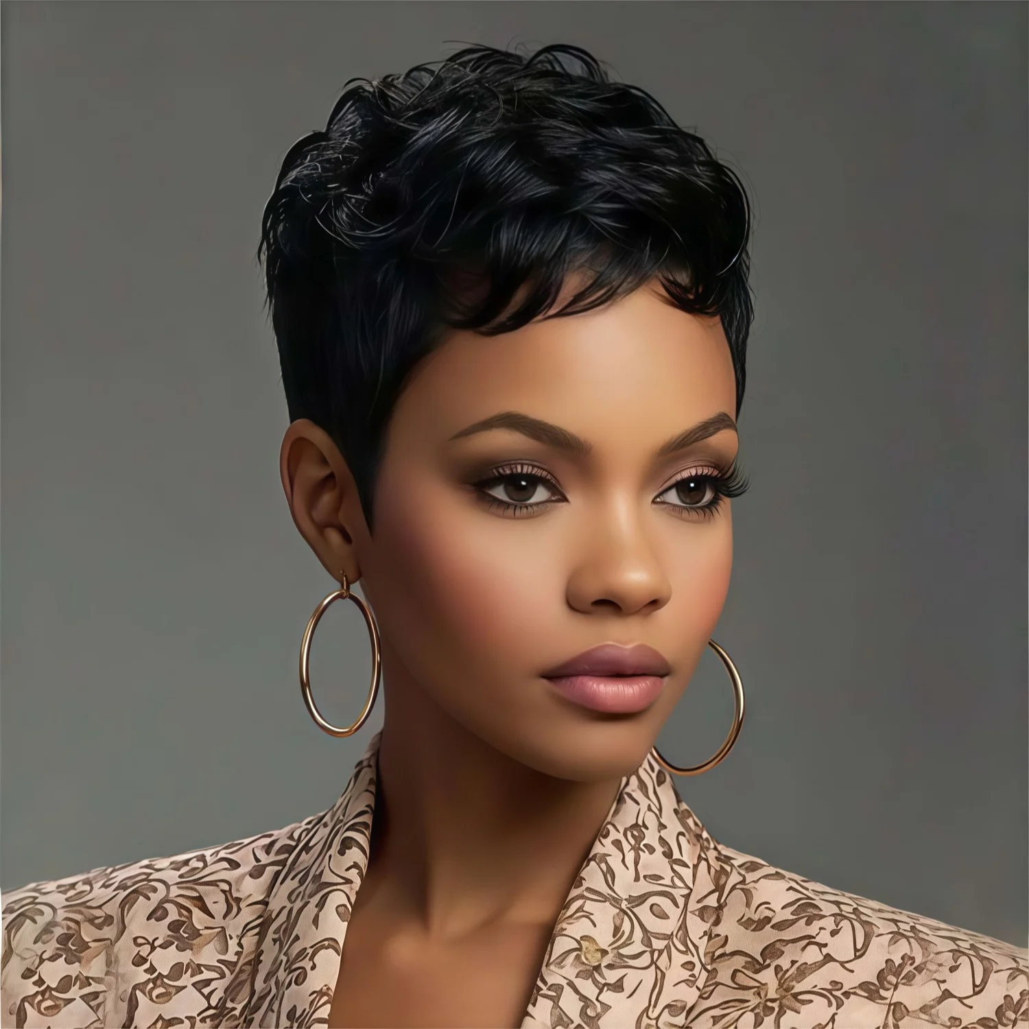 Fashionable Women's Black Short Wavy Elf Short Synthetic Wig Heat-Resistant Fiber, Role-Playing, Carnival, St. Patrick's Day