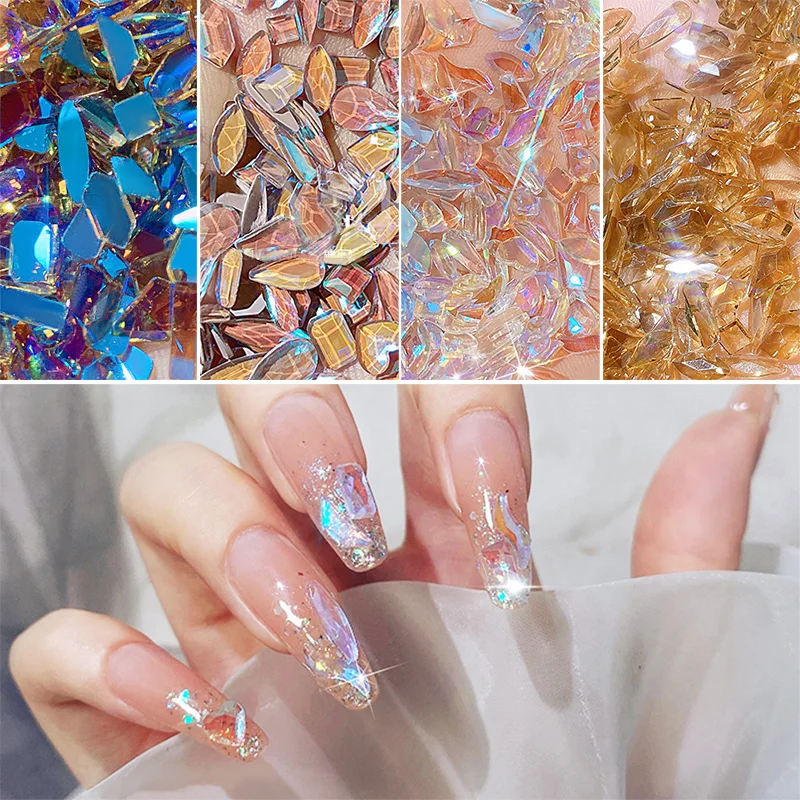 100 sztuk Mix Rhinestone Crystal AB Charm luksusowe Nail Art Flatback klejnoty do dekoracji 3D brokat Manicure klejnoty do paznokci DIY 2021