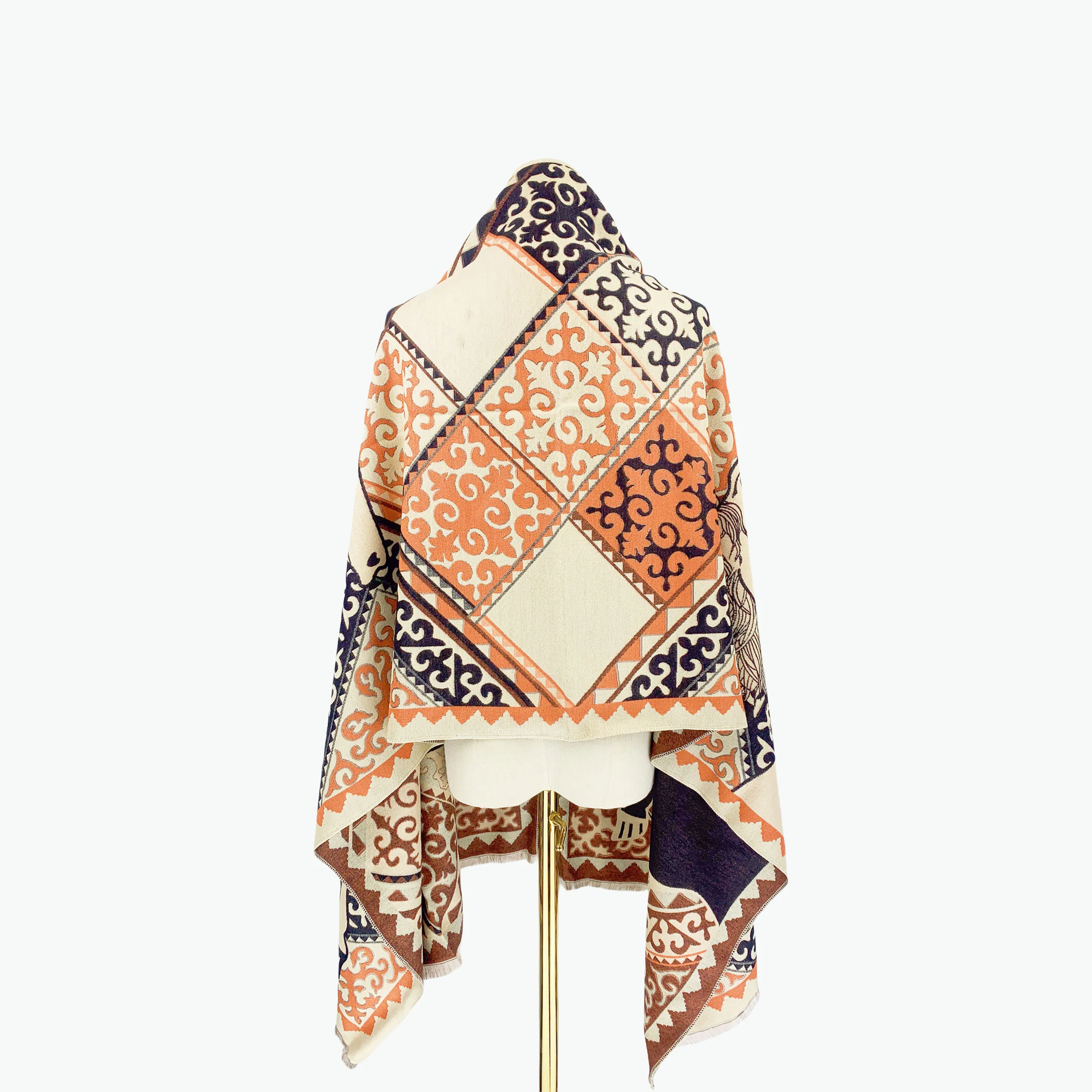 ESINGEYI 2025 ฤดูหนาวผ้าพันคอผู้หญิง Foulards Femme ผ้าพันคอเลียนแบบแคชเมียร์ม้า Elegant Pashmina Shawl Muffler Tippet