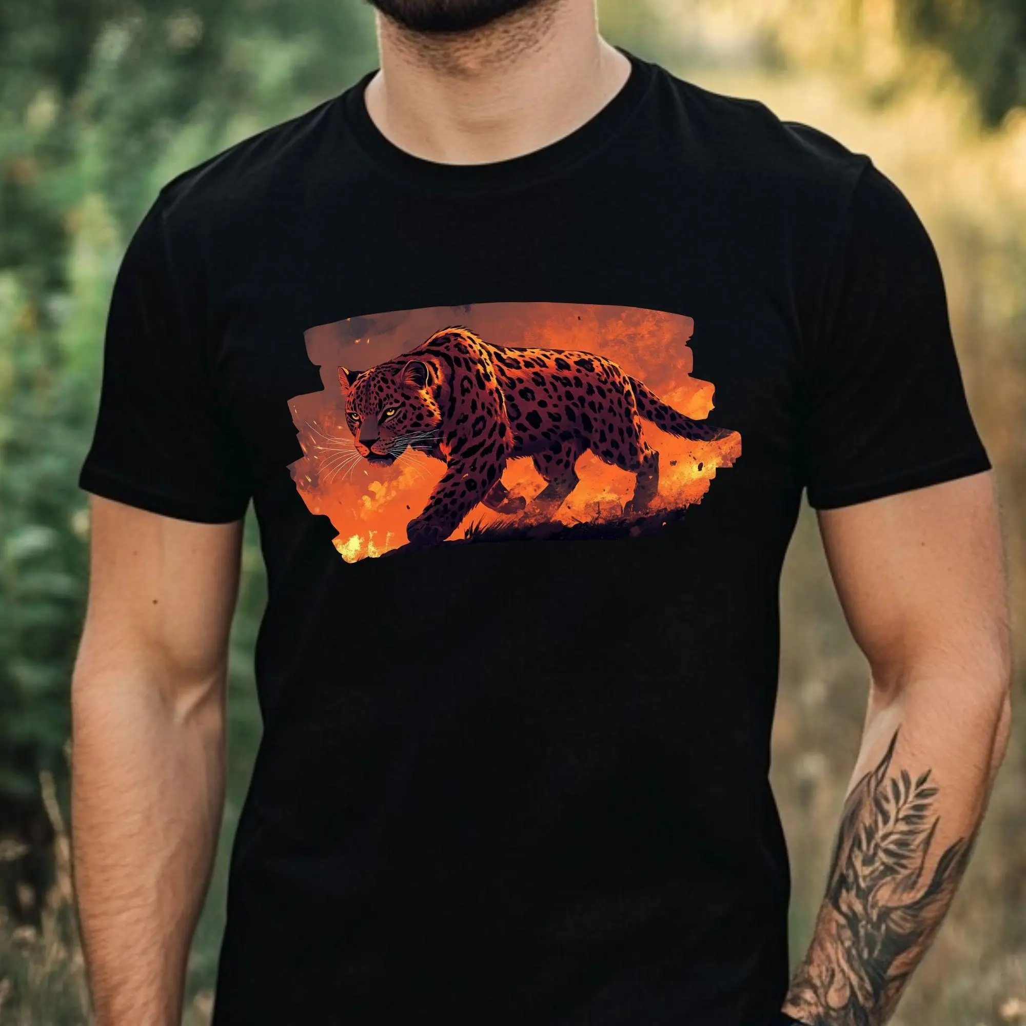 

Леопард в аниме, мужская футболка, спортивный костюм, хлопковая повседневная спортивная одежда, пуловер с круглым вырезом, топы с короткими рукавами, модная летняя уличная одежда