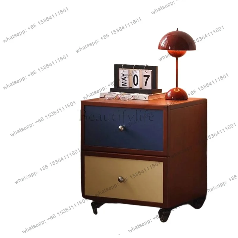 Decor Dark Brown Nightstands Unique European Solid Wood Bedsides Table Storage Space Saving Mesitas