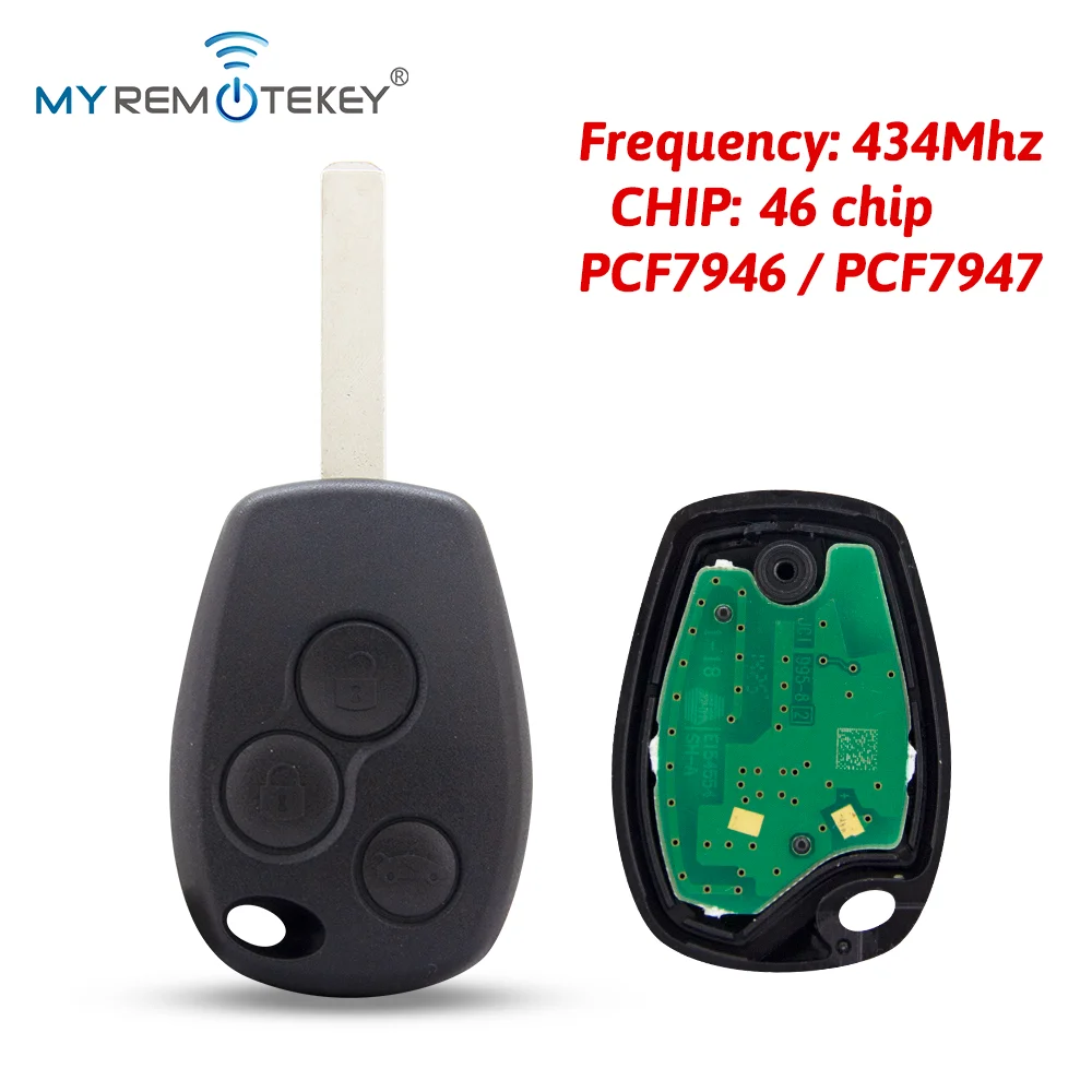 MYREMOTEKEY Remote Key 3 Button 434mhz VA6 Blade PCF7947AT ASK for Renault Clio Kangoo Modus Master Twingo 2006-2012
