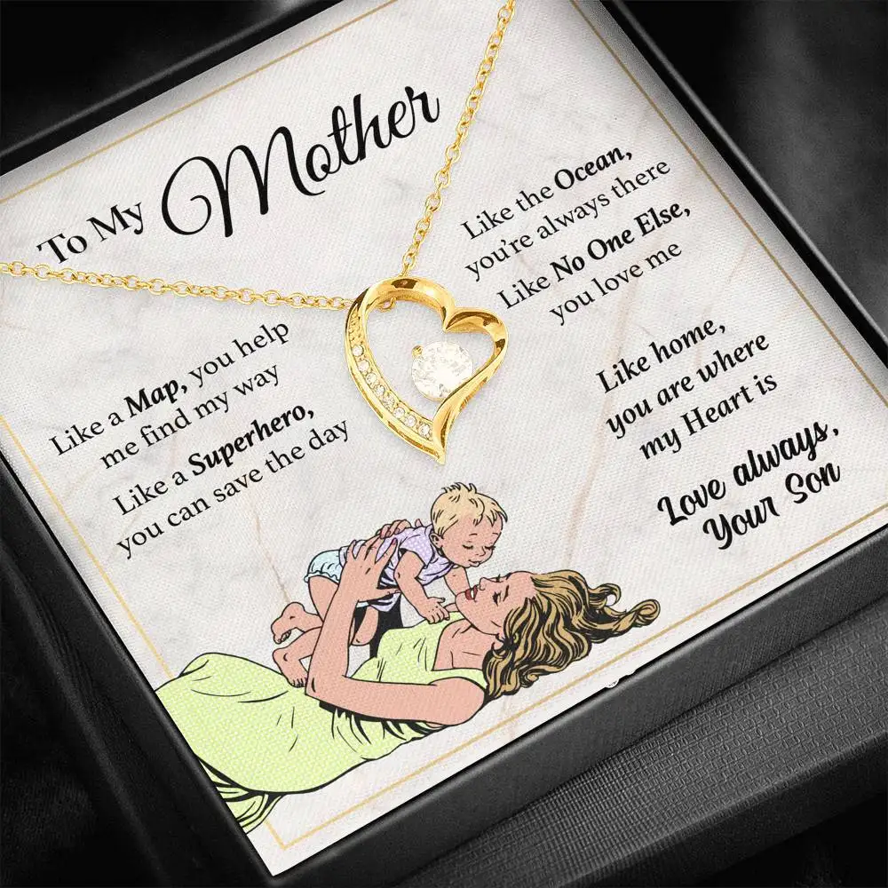 To My Mommy Gift 2023 New Love You Heart Pendant Necklace Fashion Women Mom Necklace Mother Day Gifts Birthday Silver Gold Color