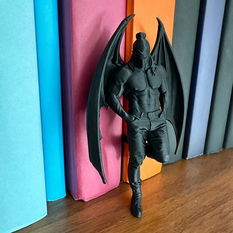 Gothic Bat Wing Male Sculpture Demon Warrior Statue Bookcase Display Ornament Dark Art Desktop Home Decor Collectible Figurine