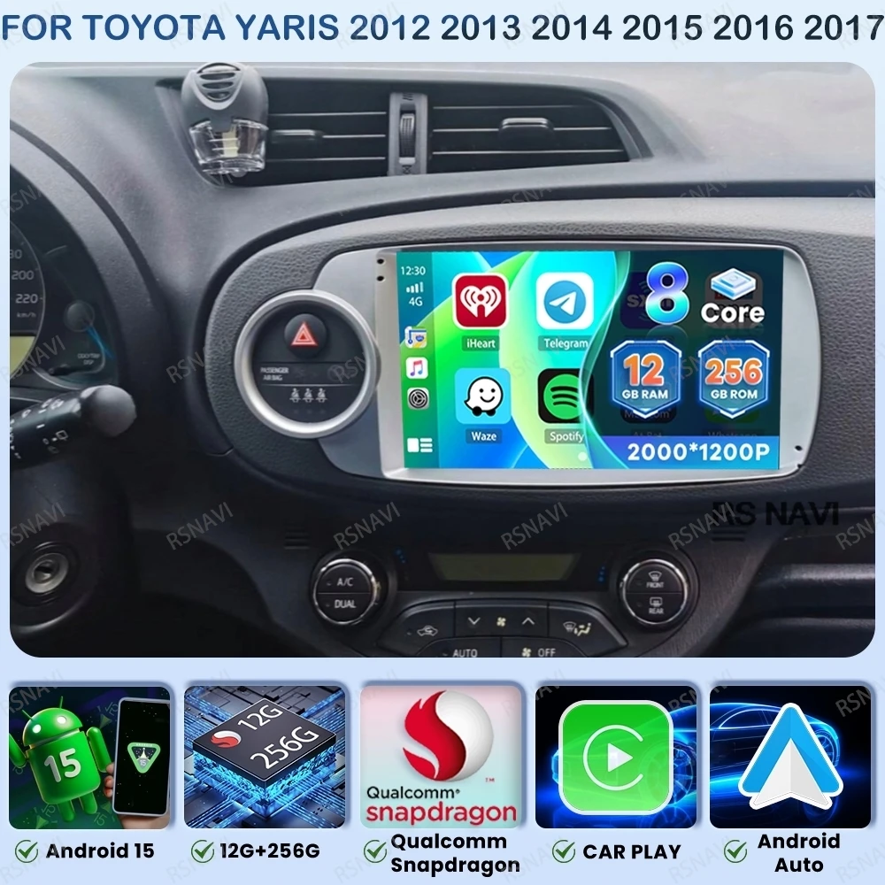 

Android 15 Car Radio For Toyota Yaris 2012 2013 2014 2015 2016 2017 DSP Qualcomm DVD BT 5G WIFI Navigation 4G LTE Viedo Player