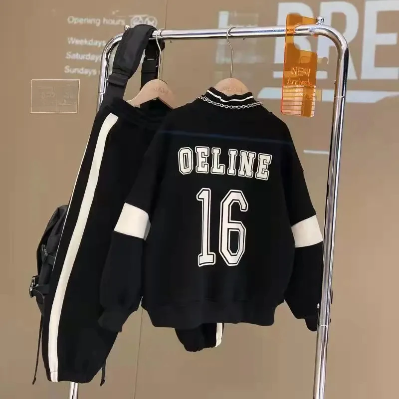 

Осенний комплект одежды для маленьких мальчиков, детский пуловер с буквами для мальчиков, свитер и брюки, костюм из двух предметов