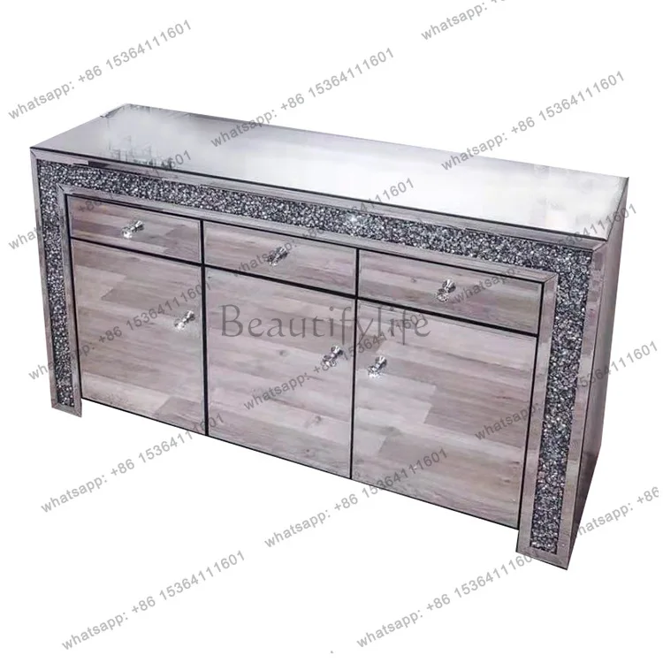 

Nordic silver mirror glass furniture simple restaurant entrance side cabinet