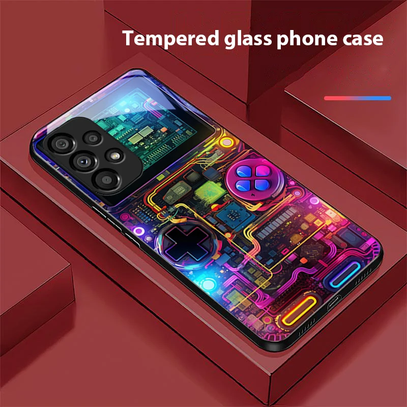 Recreational Machine For Samsung Galaxy S 8 9 10 20 Plus 21 FE 22 23 24 Ultra S7 Edge Black Tempered Glass Phone Case Hard Shell