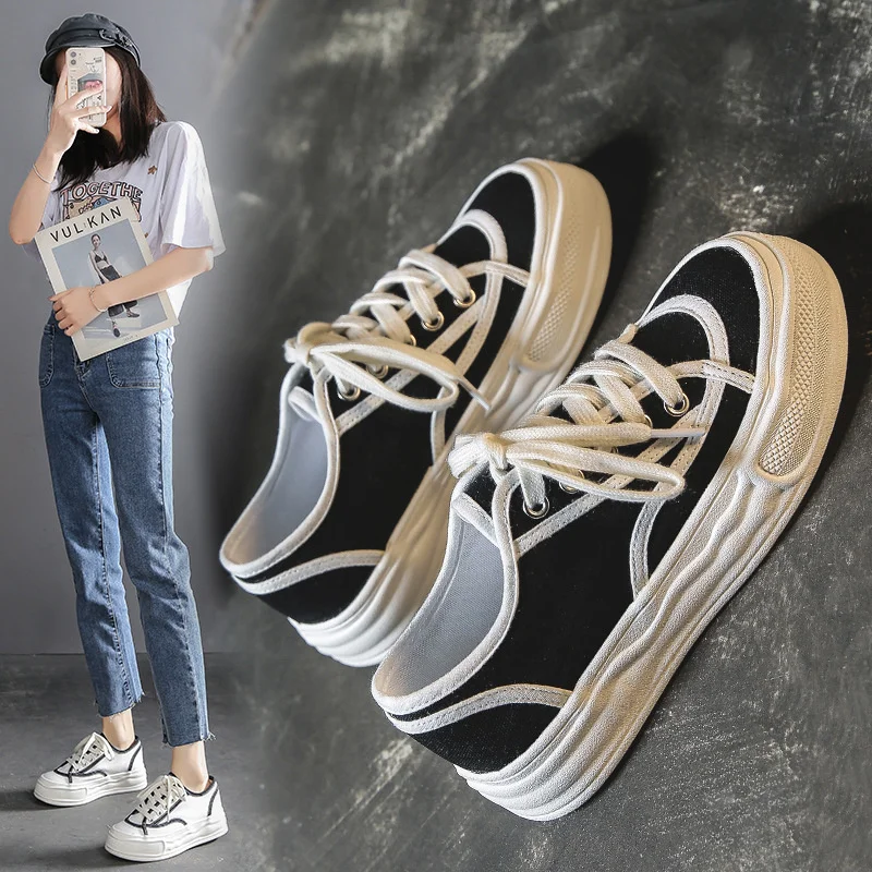 

Autumn New Women's Canvas Women Vulcanize Shoes Tenis Sapatos Feminino Casual Lace Up Trendy Chic Flat Sole Sapatilha Feminina