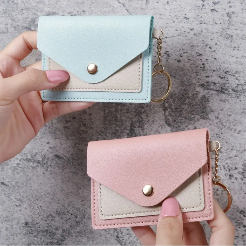 Fashion Slim Leather Wallet Business Credit Card Holder Short Purse Leather ID Card Holder Candy Color Coin Case