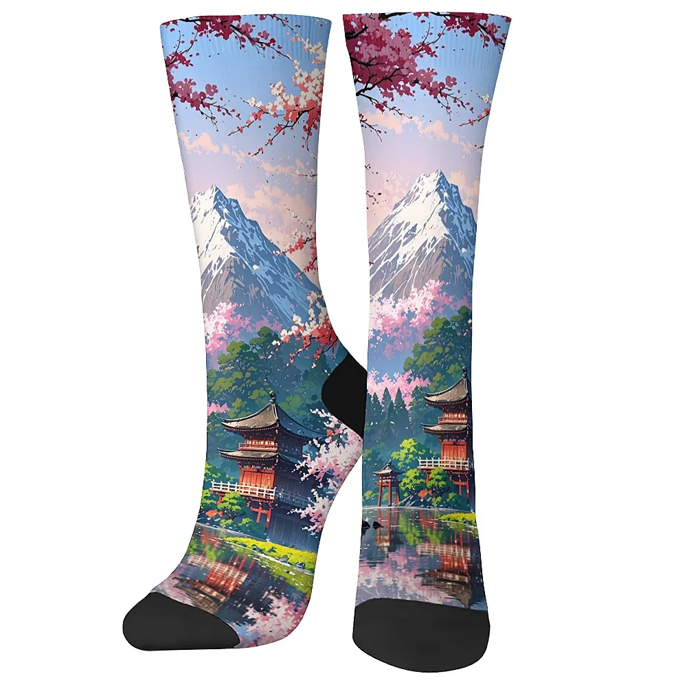 Chaussettes confortables et respirantes pour hommes, art du Mont Fuji, style art rétro, loisirs de plein air, nouvelle mode, équipage intéressant