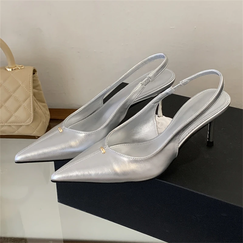 

Туфли-лодочки Aneikeh Spring Silvery Fashion из мягкой кожи, женские, с острым носком, на низком каблуке, удобные, для свадьбы, выпускного вечера, вечеринки